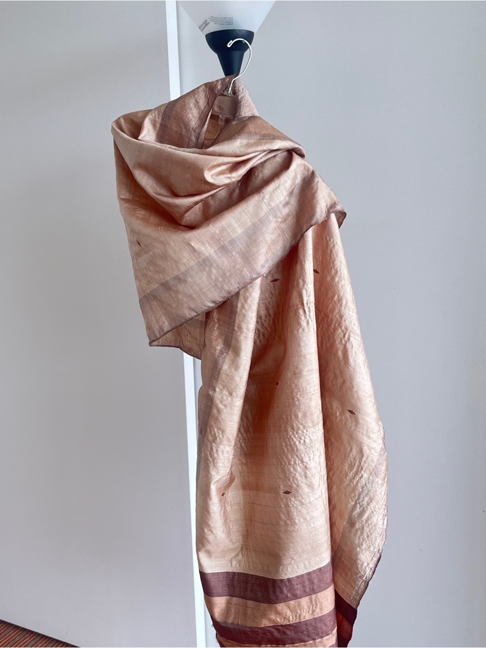 New Fabindia Style 100% Silk Tussar Wrap Stole Shawl Dupatta Scarf Natural Beige